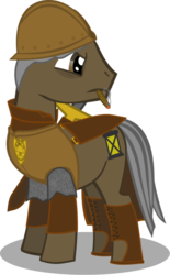 Size: 635x1023 | Tagged: safe, armor, badge, discworld, helmet, ponified, sam vimes