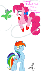Size: 600x1043 | Tagged: safe, artist:universal-tiger, gummy, pinkie pie, rainbow dash, earth pony, pegasus, pony, g4, female, mare, simple background, the wizard of oz, transparent background
