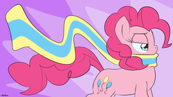 Size: 1920x1080 | Tagged: dead source, safe, artist:ritzin, pinkie pie, earth pony, pony, g4, clothes, female, scarf, solo