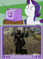 Size: 562x756 | Tagged: safe, rarity, daedra, pony, g4, armor, exploitable meme, meme, skyrim, the elder scrolls, tv meme