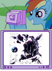 Size: 564x770 | Tagged: safe, rainbow dash, cloyster, pony, g4, exploitable meme, meme, pokémon, power-up, tv meme