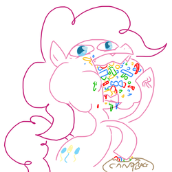 Size: 713x713 | Tagged: safe, artist:weaver, pinkie pie, earth pony, pony, g4, candy, eating, female, simple background, solo, white background