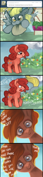 Size: 712x2916 | Tagged: dead source, safe, artist:dhui, derpy hooves, pinkie pie, pegasus, pony, g4, ask, female, mare, tired pie