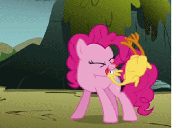Size: 428x320 | Tagged: safe, screencap, pinkie pie, dragonshy, g4, animated, female, rubber chicken