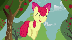 Size: 640x360 | Tagged: safe, screencap, apple bloom, earth pony, pony, call of the cutie, g4, season 1, adorabloom, animated, cute, female, filly, foal, gif, hopping, solo