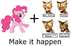 Size: 758x485 | Tagged: safe, pinkie pie, g4, all caps, exploitable meme, furry, make it happen, meme, meta, stock vector