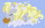 Size: 1500x950 | Tagged: safe, artist:raygirl, part of a set, derpy hooves, pegasus, pony, g4, blue eyes, bubble, epic derpy, eyes closed, female, lineless, mare, mouth hold, muffin, simple background, solo, spread wings, wings