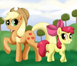 Size: 1050x900 | Tagged: safe, artist:mel-rosey, apple bloom, applejack, g4