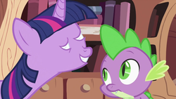 Size: 640x360 | Tagged: safe, artist:capnpea, edit, edited screencap, screencap, spike, twilight sparkle, g4, fimbriae, moutheyes, multimouth, multiple mouths, wat