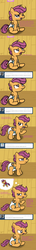 Size: 700x4899 | Tagged: safe, artist:fillyscoots42, scootaloo, pegasus, pony, ask crinkleloo, g4, chatting, comic, crinkleloo, cute, dialogue, dialogue box, diaper, diaper butt, diaper fetish, diapered, diaperloo, female, filly, foal, mare, non-baby in diaper, sitting, tumblr