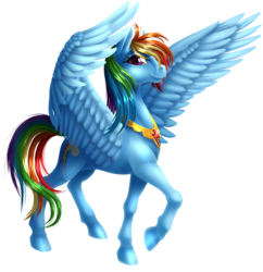 Size: 1360x1403 | Tagged: safe, artist:kittehkatbar, rainbow dash, g4, backwards cutie mark, duo, element of loyalty, semi-realistic, simple background, spread wings, transparent background