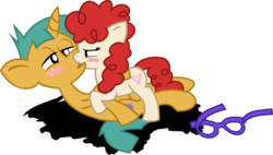Size: 900x512 | Tagged: safe, artist:archonitianicsmasher, snails, twist, pony, unicorn, g4, blushing, female, glasses, kiss on the lips, kissing, looking at each other, looking at someone, male, ship:snailstwist, shipping, simple background, straight, transparent background