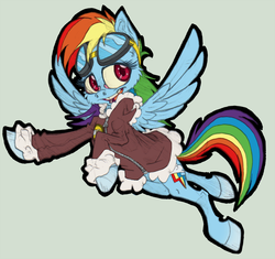 Size: 700x658 | Tagged: safe, artist:xenon, rainbow dash, pony, g4, bomber jacket, digitally colored, female, goggles, solo, traditional art