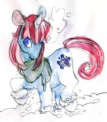 Size: 350x397 | Tagged: safe, artist:muura, snowcatcher, pony, g4, solo, traditional art, watercolor painting