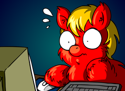 Size: 800x580 | Tagged: safe, artist:marcusmaximus, fluffy pony, computer, fluffy pony original art, shocked