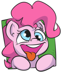 Size: 1185x1388 | Tagged: safe, artist:atryl, pinkie pie, g4, bust, derp, portrait, silly, simple background, tongue out, transparent background