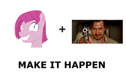 Size: 1337x796 | Tagged: safe, pinkie pie, g4, all caps, bubblini davinci berry, exploitable meme, make it happen, meme, meta, pinkamena diane pie, rule 63, the professional