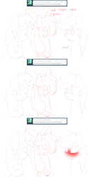 Size: 1280x2541 | Tagged: safe, artist:tails-doll-lover, apple bloom, rumble, scootaloo, sweetie belle, g4, ask, blushing, cutie mark crusaders, female, male, ship:rumbloo, shipping, straight, teenage crusaders answers, teenager, tumblr, wingboner