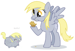 Size: 648x438 | Tagged: safe, edit, derpy hooves, fluffy pony, pegasus, pony, g4, female, fluffyderpy, mare, muffin