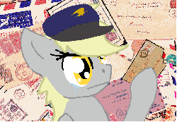 Size: 780x540 | Tagged: safe, artist:oddwarg, derpy hooves, pegasus, pony, g4, animated, crossover, crying, female, hat, homestuck, letter, mail, mailmare, mailmare hat, mare, ms paint adventures, peregrine mendicant