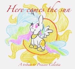 Size: 900x832 | Tagged: safe, artist:frankilew, princess celestia, g4, cute, cutelestia, sun, the beatles