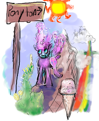 Size: 501x614 | Tagged: safe, artist:wollw, pinkie pie, earth pony, pony, g4, cloudsdale, female, ice cream, ice cream cone, mare, solo, wat