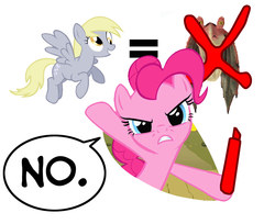 Size: 1008x822 | Tagged: safe, derpy hooves, pinkie pie, gungan, pegasus, pony, g4, angry, female, flying, fourth wall, frown, glare, gritted teeth, jar jar binks, looking at you, mare, meta, no, speech bubble, spread wings, star wars, talking