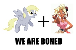 Size: 875x580 | Tagged: safe, derpy hooves, pegasus, pony, g4, exploitable meme, female, image macro, make it happen, mare, mihoshi, tenchi muyo, this will end in tears, well we're boned