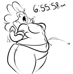 Size: 655x667 | Tagged: safe, artist:ross irving, pinkie pie, human, g4, button popping, fat, humanized, impossibly large butt, pudgy pie, wardrobe malfunction