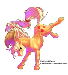 Size: 600x662 | Tagged: safe, artist:foervraengd, applejack, earth pony, pony, g4, dynamic pose, female, hoers, kicking, mare, realistic, signature, simple background, solo, transparent background