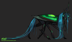 Size: 916x537 | Tagged: dead source, safe, artist:hitsujifox, queen chrysalis, bug pony, changeling, changeling queen, cockroach, insect, g4, black background, black coat, carapace, female, multiple legs, multiple limbs, realistic, simple background, six legs, solo