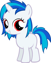 Size: 1280x1572 | Tagged: safe, artist:moongazeponies, dj pon-3, vinyl scratch, pony, unicorn, g4, female, filly, filly vinyl scratch, foal, hooves, horn, simple background, smiling, solo, teeth, transparent background, vector, younger