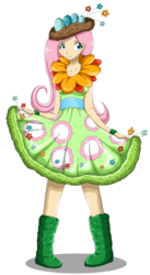 Size: 750x1373 | Tagged: safe, artist:chiibe, fluttershy, human, g4, clothes, dress, female, gala dress, humanized, simple background, solo, transparent background