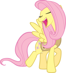 Size: 3685x4044 | Tagged: safe, artist:kishmond, fluttershy, pegasus, pony, g4, my little pony: friendship is magic, winter wrap up, animal team, clothes, eyes closed, female, open mouth, scene interpretation, simple background, singing, solo, spread wings, transparent background, vector, vest, wings, winter wrap up vest