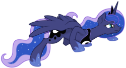 Size: 6500x3500 | Tagged: safe, artist:kp-shadowsquirrel, artist:yanoda, princess luna, alicorn, pony, g4, ethereal mane, female, mare, simple background, sneaking, solo, starry mane, transparent background, vector