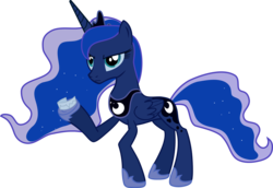 Size: 3203x2208 | Tagged: dead source, safe, artist:llssn, princess luna, alicorn, pony, g4, female, high res, mare, simple background, solo, transparent background, vampire teeth, vector