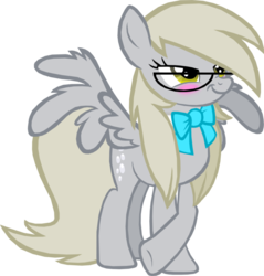 Size: 900x940 | Tagged: safe, artist:kiddysa-bunnpire, derpy hooves, pegasus, pony, g4, blushing, bow, bowtie, discordant derpy, discorded, female, glasses, mare, simple background, solo, transparent background