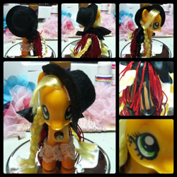 Size: 1200x1200 | Tagged: safe, artist:ali-katscuriosities, applejack, g4, doll, hat, irl, photo, steampunk, toy