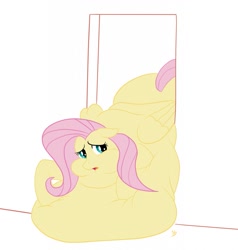 Size: 1221x1280 | Tagged: safe, artist:hungryjackal, fluttershy, pony, g4, belly, door, fat, fattershy, female, morbidly obese, obese, simple background, solo, stuck