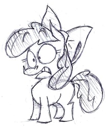 Size: 640x763 | Tagged: safe, artist:capnpea, apple bloom, earth pony, pony, g4, black and white, female, filly, grayscale, monochrome, traditional art