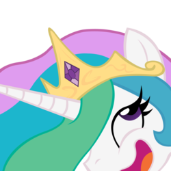 Size: 900x900 | Tagged: safe, artist:internationaltck, princess celestia, pony, g4, bean mouth, bust, female, looking up, mare, open mouth, portrait, simple background, smiling, solo, transparent background, trollestia, trollface, vector