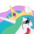 Size: 900x900 | Tagged: safe, artist:internationaltck, princess celestia, pony, g4, bean mouth, bust, female, looking up, mare, open mouth, portrait, simple background, smiling, solo, transparent background, trollestia, trollface, vector