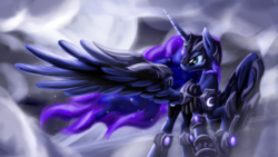 Size: 1920x1080 | Tagged: safe, artist:zedrin, princess luna, pony, g4, armor, female, moon, solo