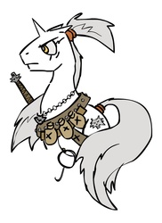 Size: 800x1100 | Tagged: source needed, safe, pony, geralt of rivia, ponified, solo, tail wrap, the witcher