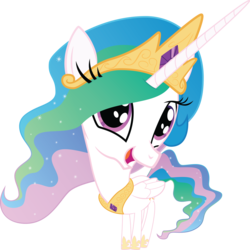 Size: 3916x3920 | Tagged: safe, artist:felix-kot, princess celestia, pony, g4, chibi, cute, cutelestia, daaaaaaaaaaaw, female, high res, hnnng, looking at you, mare, open mouth, she has found the fourth wall, simple background, smiling, solo, transparent background, vector