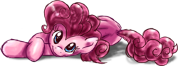 Size: 857x319 | Tagged: safe, artist:fizzy-dog, pinkie pie, earth pony, pony, g4, female, looking at you, lying, mare, on side, simple background, smiling, solo, transparent background