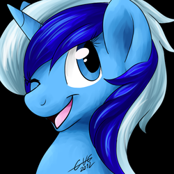 Size: 512x512 | Tagged: safe, artist:fizzy-dog, minuette, pony, g4, female, one eye closed, solo, wink