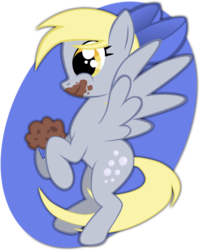 Size: 482x607 | Tagged: safe, artist:rhubarb-leaf, derpy hooves, pegasus, pony, g4, bow, female, food, hair bow, mare, muffin