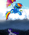 Size: 639x768 | Tagged: safe, artist:fizzy-dog, rainbow dash, rarity, g4, cloud, cloudy, drink, rain, sunglasses, umbrella