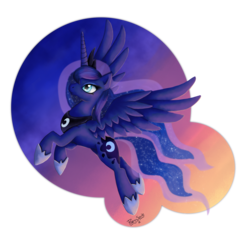 Size: 1559x1488 | Tagged: safe, artist:pony-spiz, princess luna, pony, g4, female, flying, solo